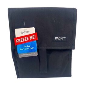 PackIt Black Freezable Lunch Bag – Built-In Ice Packs, New with Tag, Unisex